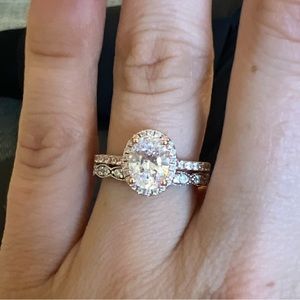 Art Deco Oval Wedding Set